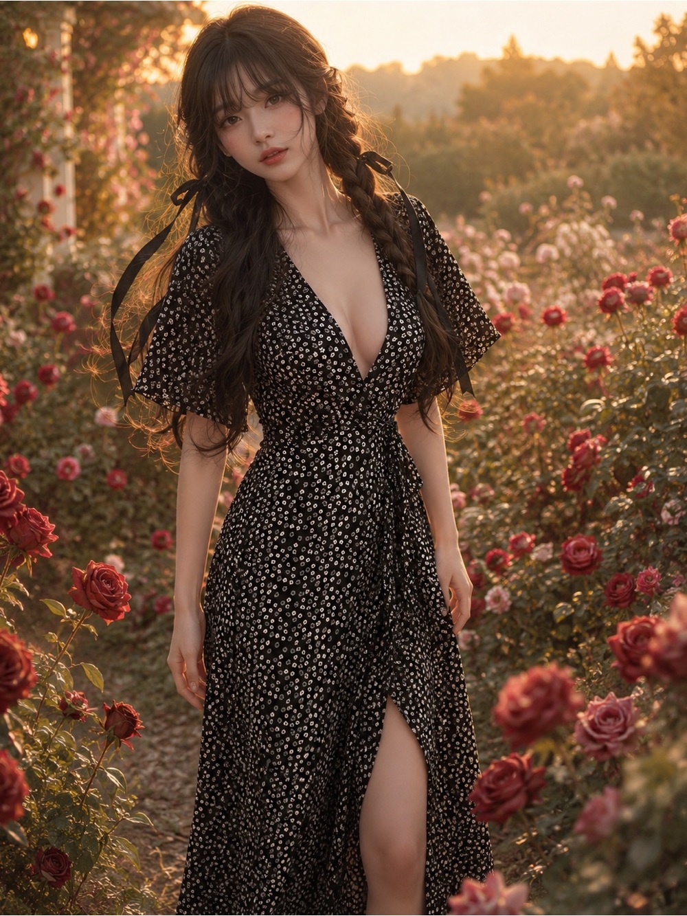 Among Daisies + Moonbeams Fluttery Plunge Wrap Maxi Dress of Storybook Dreams